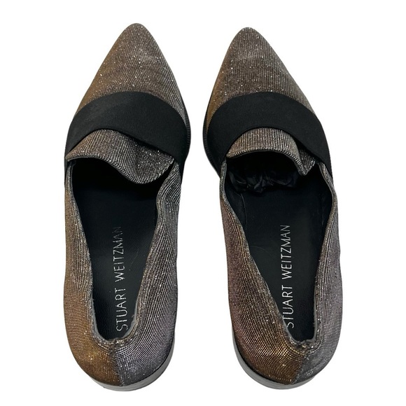 Stuart Weitzman Metallic Leather Point Toe Loafers Flats Women’s 7.5 - Picture 7 of 13